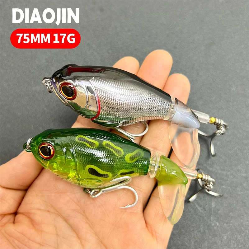 Fishing Wobblers with Rotating Tail Hard Baits 75mm 17g Whopper Plopper Topwater Pesca Prop Bass Lure Saltwater Crankbait