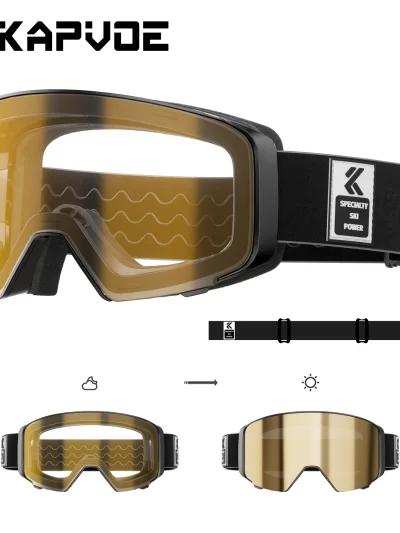 KAPVOE Outdoor Photochromic Ski Goggles Breathable HD Winter Sports Snow Glasses UV400 Anti-fog Magnetic Snowboard Glasses New