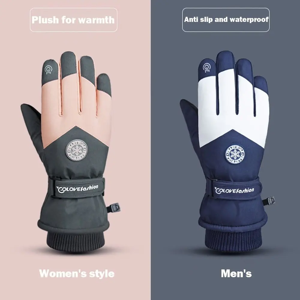 Winter Unisex Snowboard or Ski Gloves PU Leather Non-slip Touch Screen Waterproof Motorcycle Cycling Fleece Warm Snow Gloves - Image 12