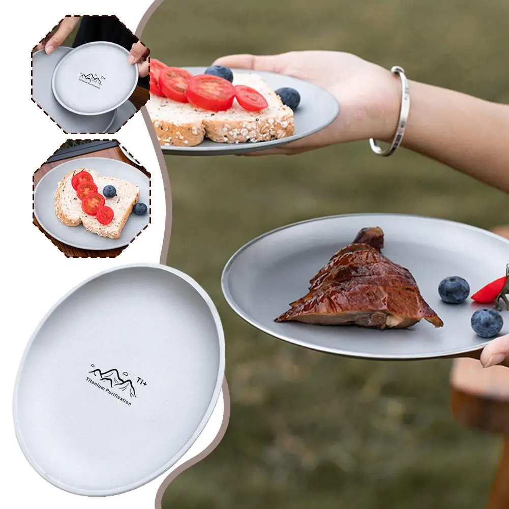 Titanium Camping Plate Titanium Cutlery Tray Corrosion Resistant Outdoor Kit - Image 2