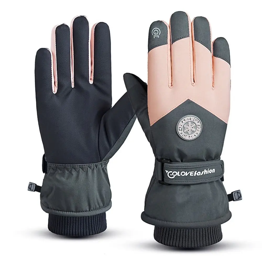 Winter Unisex Snowboard or Ski Gloves PU Leather Non-slip Touch Screen Waterproof Motorcycle Cycling Fleece Warm Snow Gloves - Image 10
