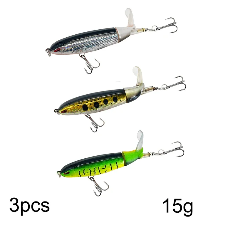 3/8/10Pcs Whopper Plopper 10Cm/14Cm Floating Per Fishing Lure Artificial Hard Bait Wobbler Rotating Tail Fishing Tackle 3D Eyes - Image 7