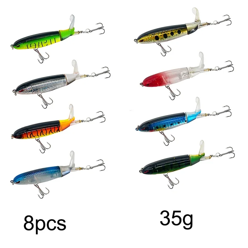 3/8/10Pcs Whopper Plopper 10Cm/14Cm Floating Per Fishing Lure Artificial Hard Bait Wobbler Rotating Tail Fishing Tackle 3D Eyes - Image 10