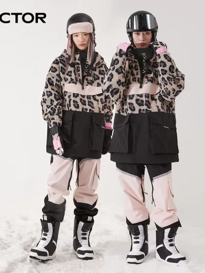 VECTOR Ski Wear Women Man Hooded Sweater Reflective Trend Ski Wear Thickened Warmth and Waterproof Ski Equipment Ski Suit Women