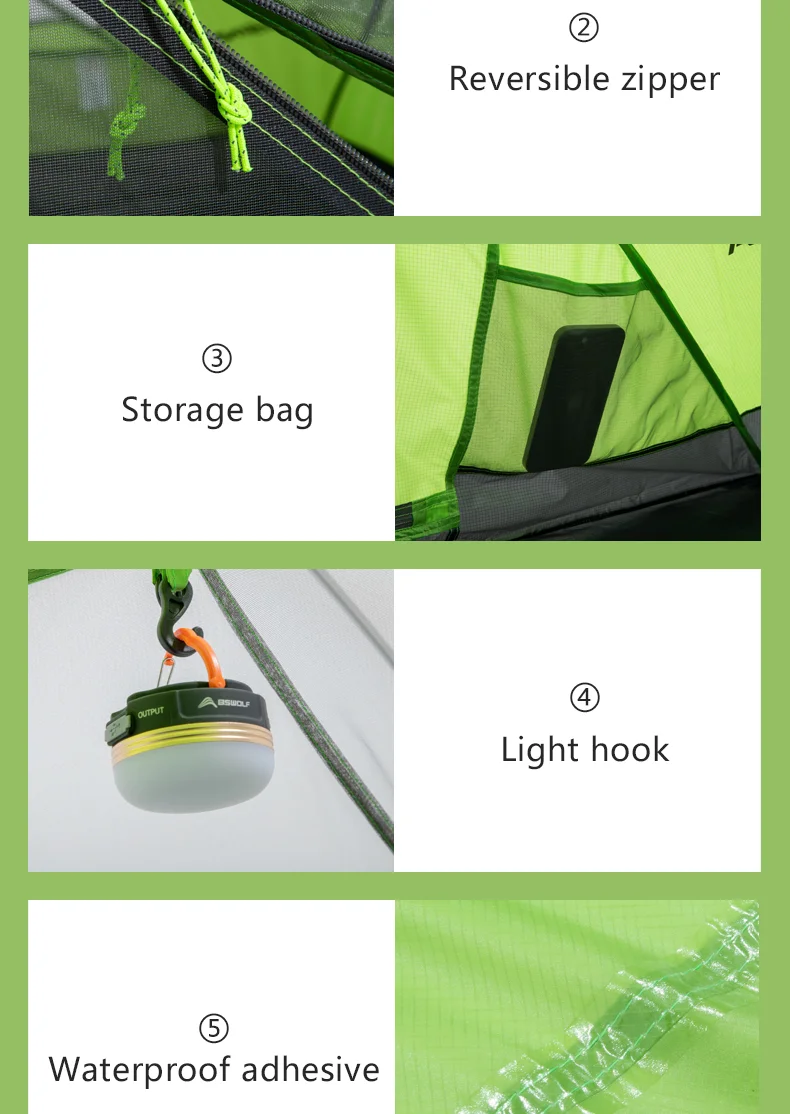 BISINNA 2 Person Ultralight Camping Tent 20D 380T Nylon Double Layer Waterproof Tent with free mat - Image 11