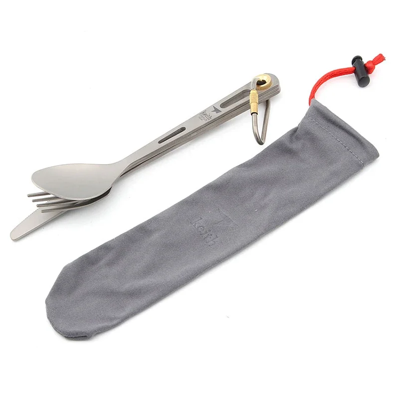 Keith Pure Titanium Knife, Fork Spoon Set, Portable for Outdoor Activities. - Image 3