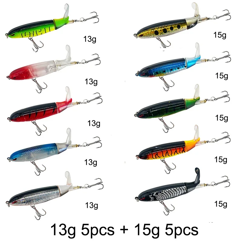 3/8/10Pcs Whopper Plopper 10Cm/14Cm Floating Per Fishing Lure Artificial Hard Bait Wobbler Rotating Tail Fishing Tackle 3D Eyes - Image 12