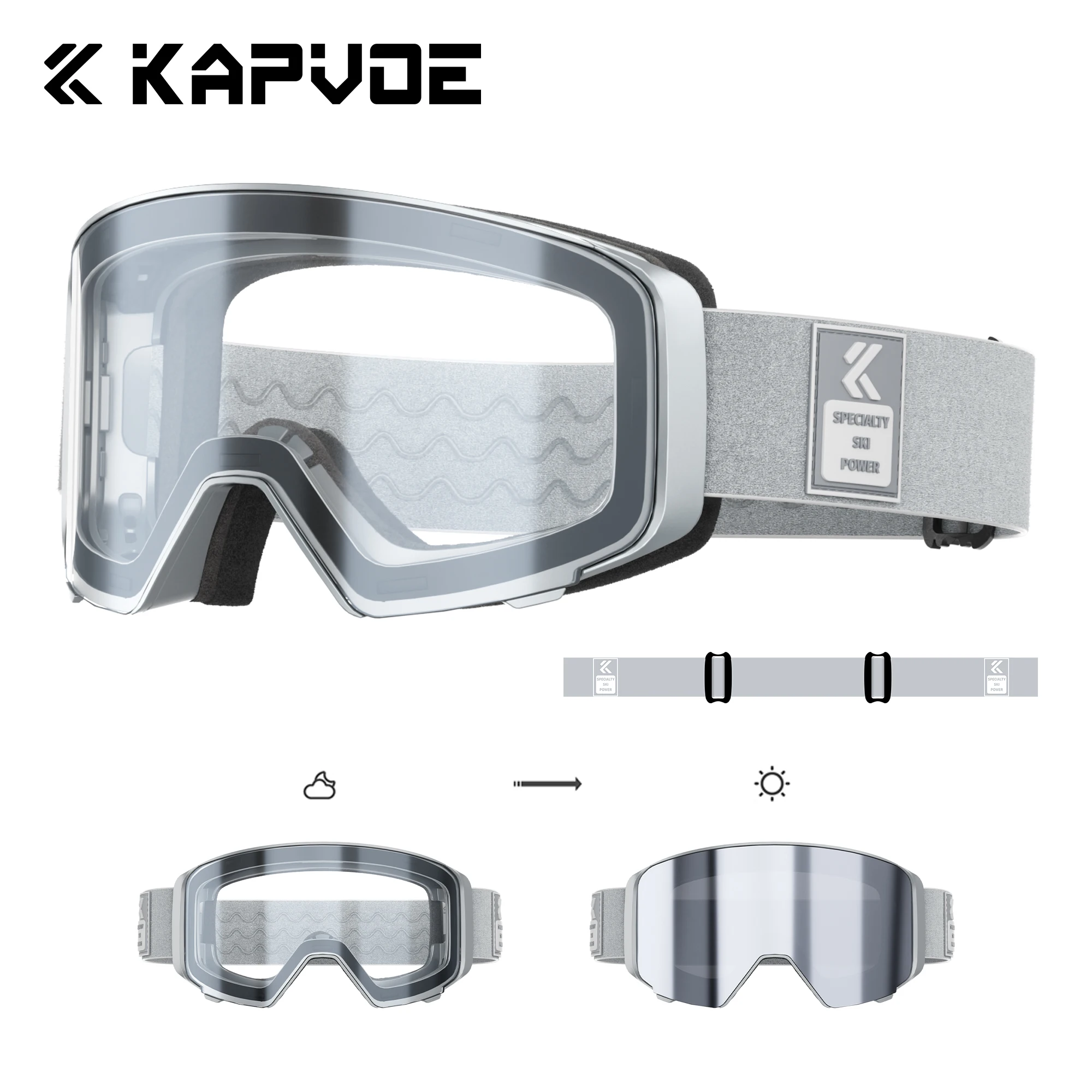 KAPVOE Outdoor Photochromic Ski Goggles Breathable HD Winter Sports Snow Glasses UV400 Anti-fog Magnetic Snowboard Glasses New - Image 7