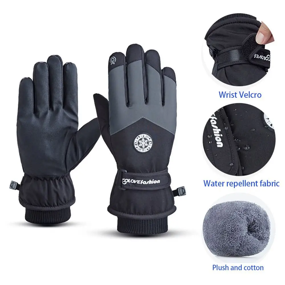 Winter Unisex Snowboard or Ski Gloves PU Leather Non-slip Touch Screen Waterproof Motorcycle Cycling Fleece Warm Snow Gloves - Image 14