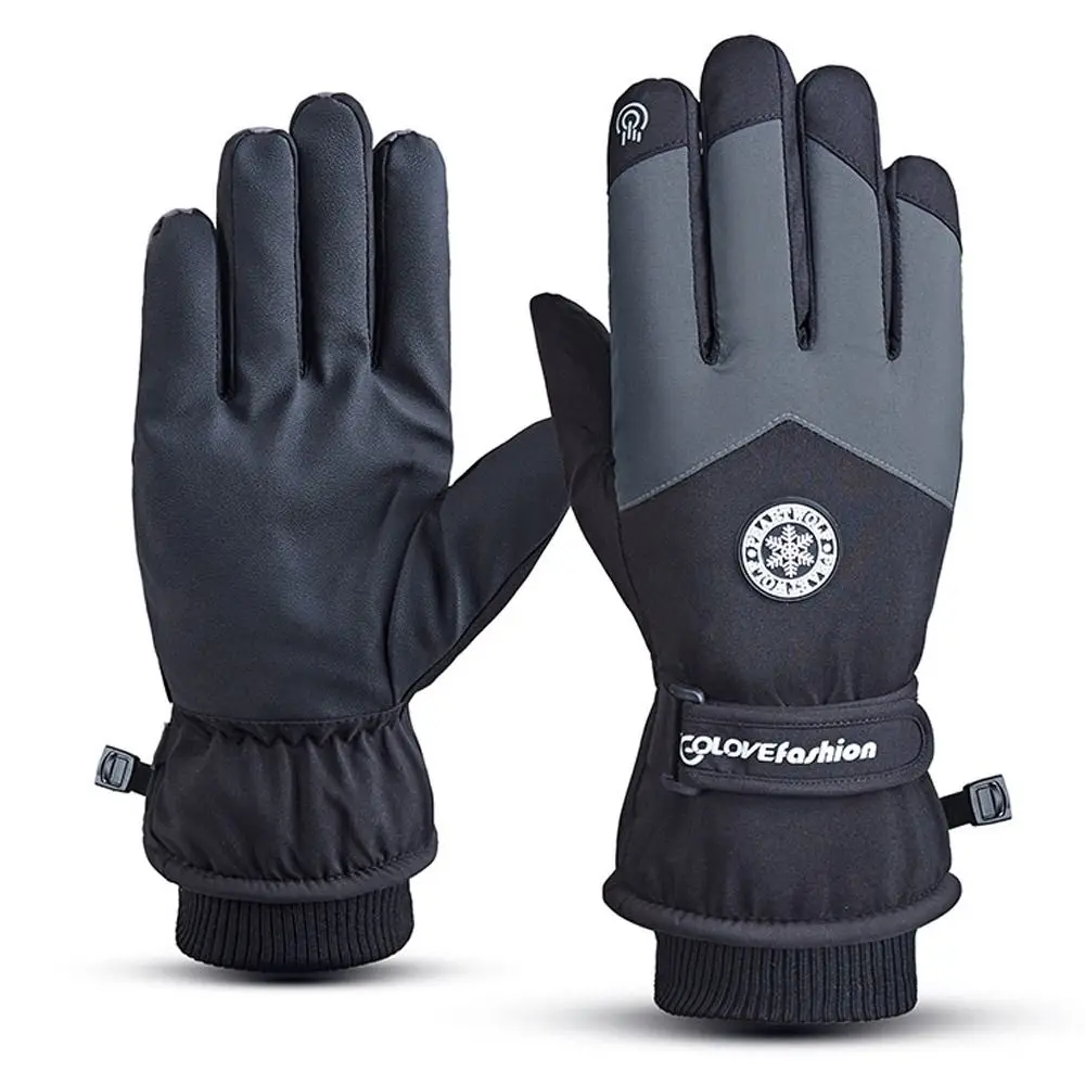 Winter Unisex Snowboard or Ski Gloves PU Leather Non-slip Touch Screen Waterproof Motorcycle Cycling Fleece Warm Snow Gloves - Image 7