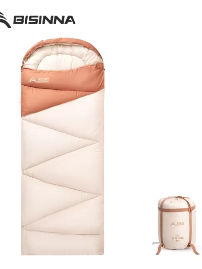 BISINNA Camping Sleeping Bag Ultralight 4 Season Warm Envelope Backpacking Cotton Sleeping Bag for Outdoor Use