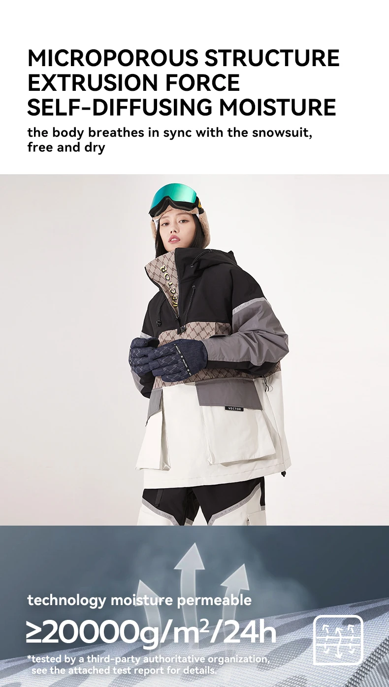 VECTOR Ski Wear Women Man Hooded Sweater Reflective Trend Ski Wear Thickened Warmth and Waterproof Ski Equipment Ski Suit Women - Image 21