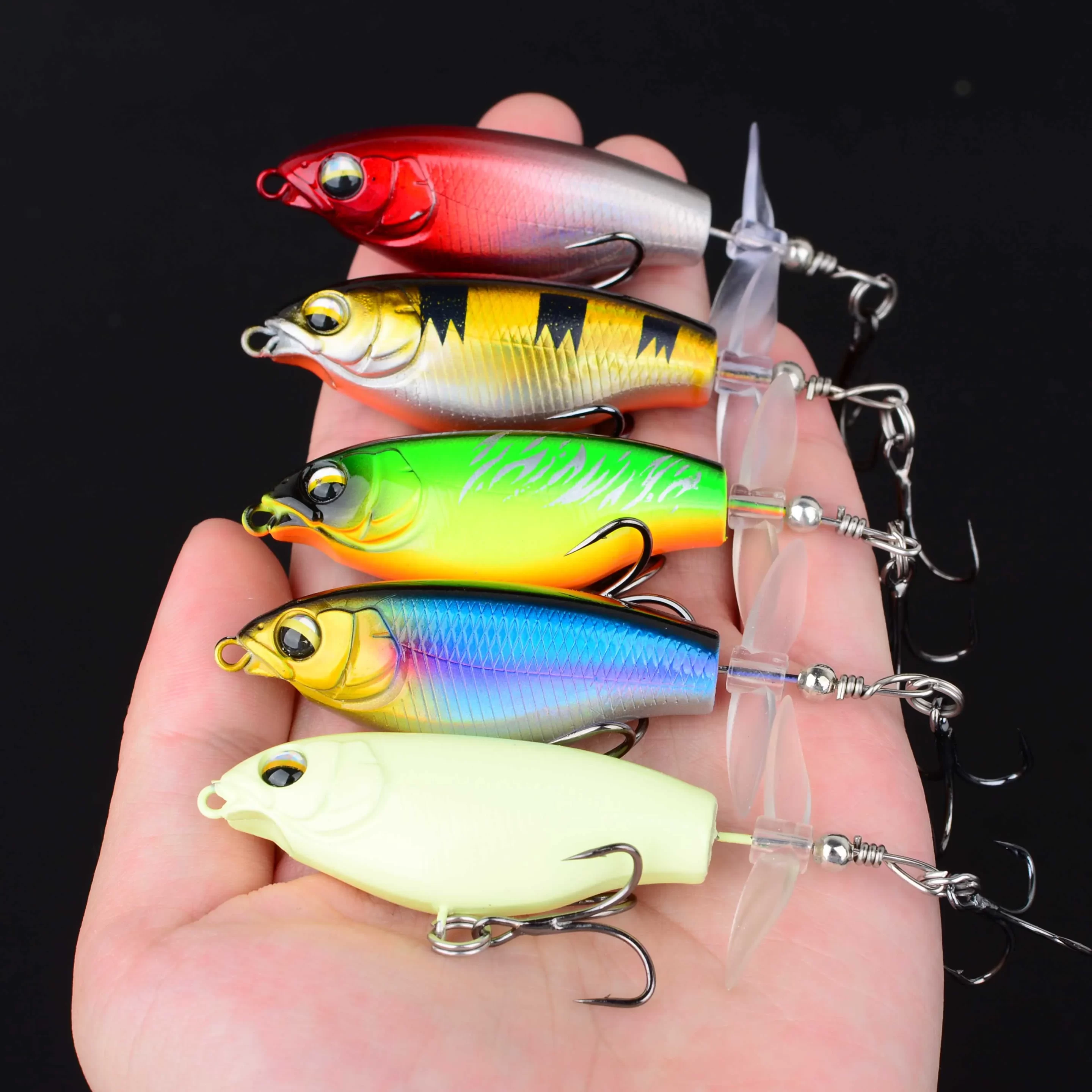 5Pcs Quality Whopper Plopper Wobblers Topwater Popper Fishing Lure Hard Bait Rotating Tail Fishing Tackle - Image 3