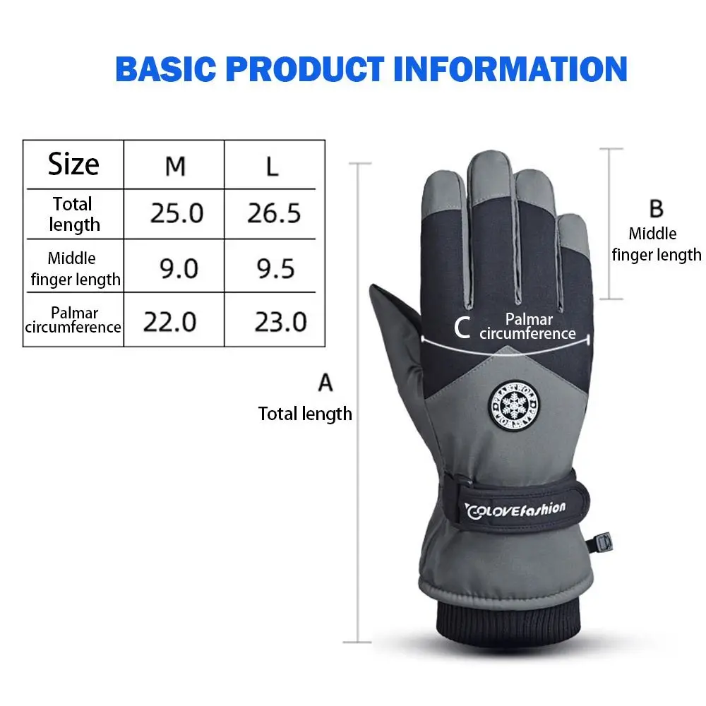 Winter Unisex Snowboard or Ski Gloves PU Leather Non-slip Touch Screen Waterproof Motorcycle Cycling Fleece Warm Snow Gloves - Image 13