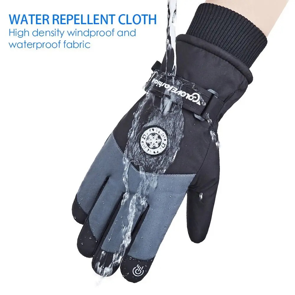 Winter Unisex Snowboard or Ski Gloves PU Leather Non-slip Touch Screen Waterproof Motorcycle Cycling Fleece Warm Snow Gloves - Image 18