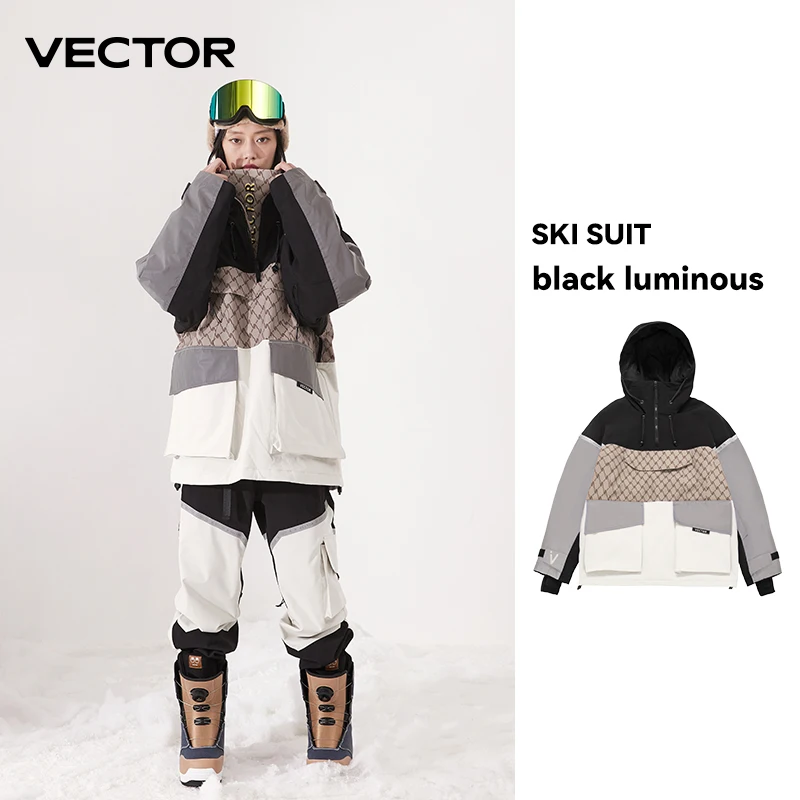 VECTOR Ski Wear Women Man Hooded Sweater Reflective Trend Ski Wear Thickened Warmth and Waterproof Ski Equipment Ski Suit Women - Image 13