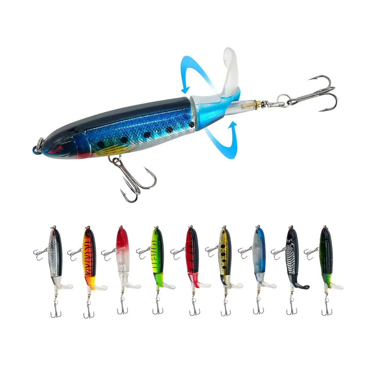 13g/15g/35g Topwater Fishing Lure Whopper Popper Artificial Bait Hard Plopper Soft Rotating Tail