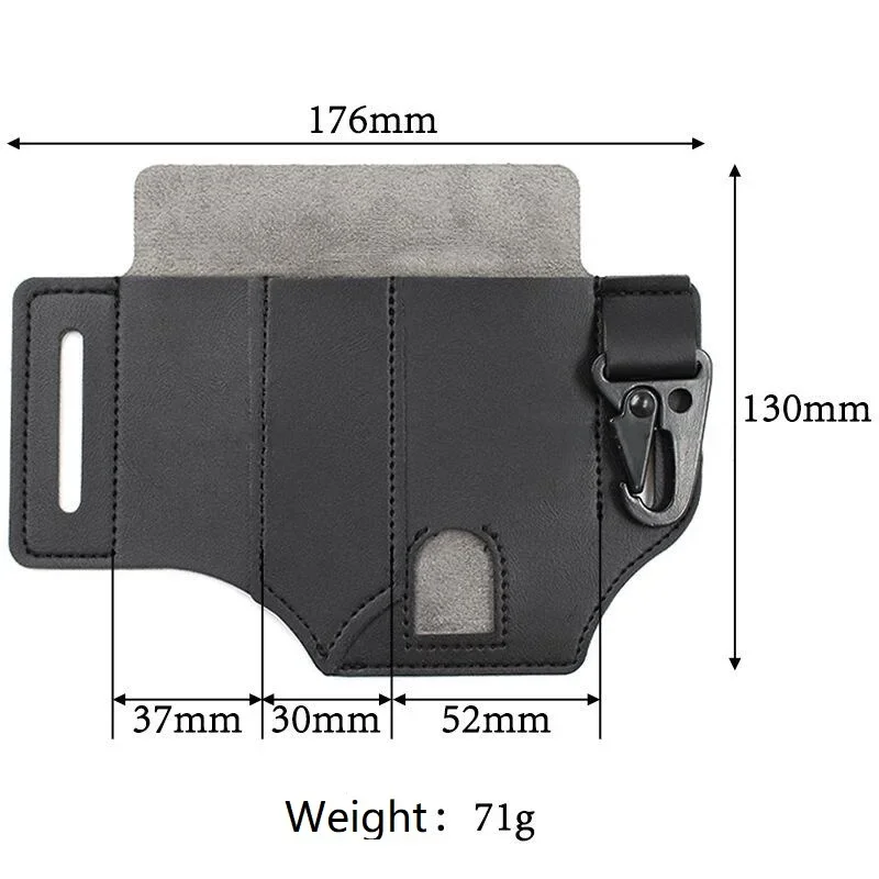 Outdoor leather exploration tool, waist bag, camping folding knife sheath, belt tool, waist bag, EDC tactical tool - Image 6