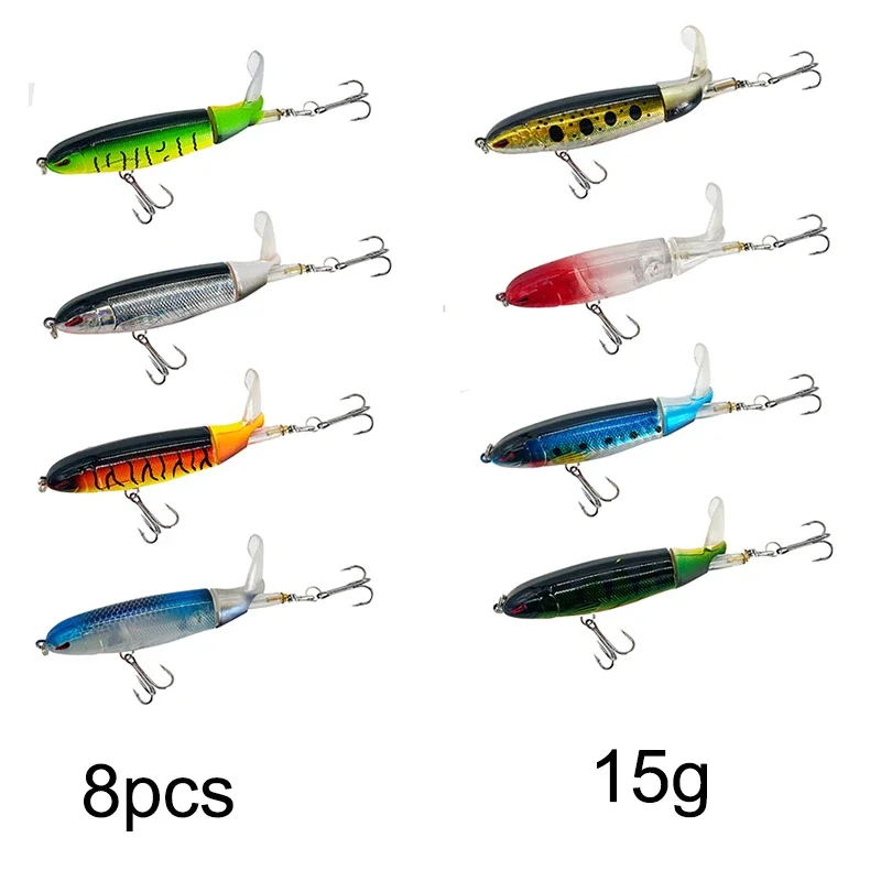 3/8/10Pcs Whopper Plopper 10Cm/14Cm Floating Per Fishing Lure Artificial Hard Bait Wobbler Rotating Tail Fishing Tackle 3D Eyes - Image 17