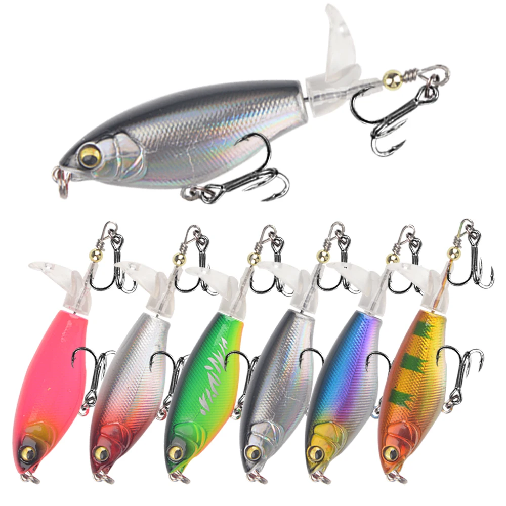 1Pcs Quality Whopper Plopper Wobblers 7.5cm 6.5g Topwater Popper Fishing Lure Hard Bait Rotating Soft Tail Fishing Tackle