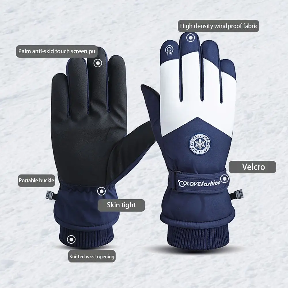 Winter Unisex Snowboard or Ski Gloves PU Leather Non-slip Touch Screen Waterproof Motorcycle Cycling Fleece Warm Snow Gloves - Image 15