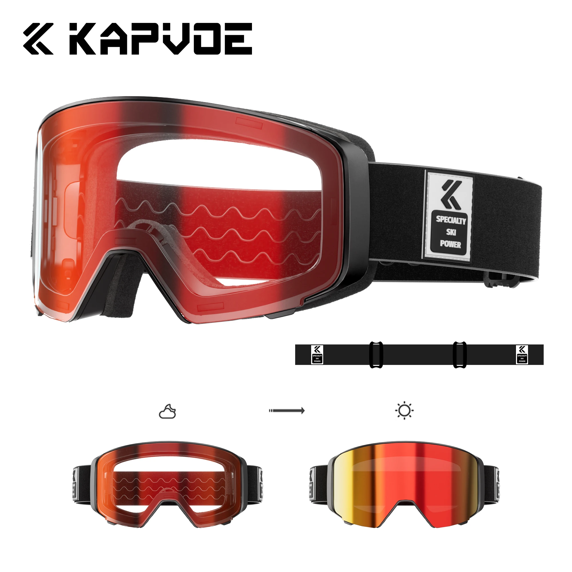 KAPVOE Outdoor Photochromic Ski Goggles Breathable HD Winter Sports Snow Glasses UV400 Anti-fog Magnetic Snowboard Glasses New - Image 12