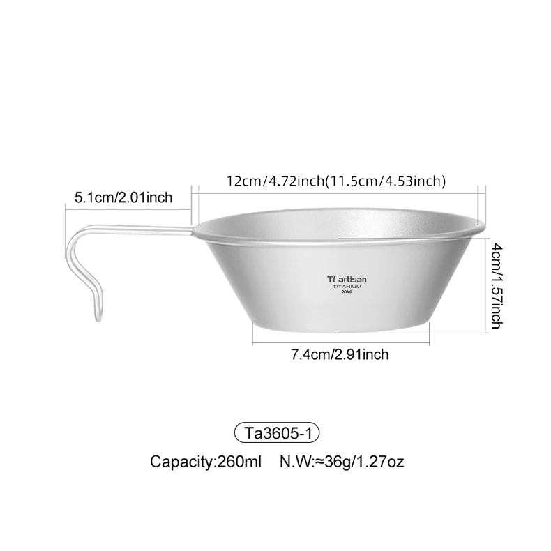 Tiartisan 260ml Titanium Camping Bowl - Image 10