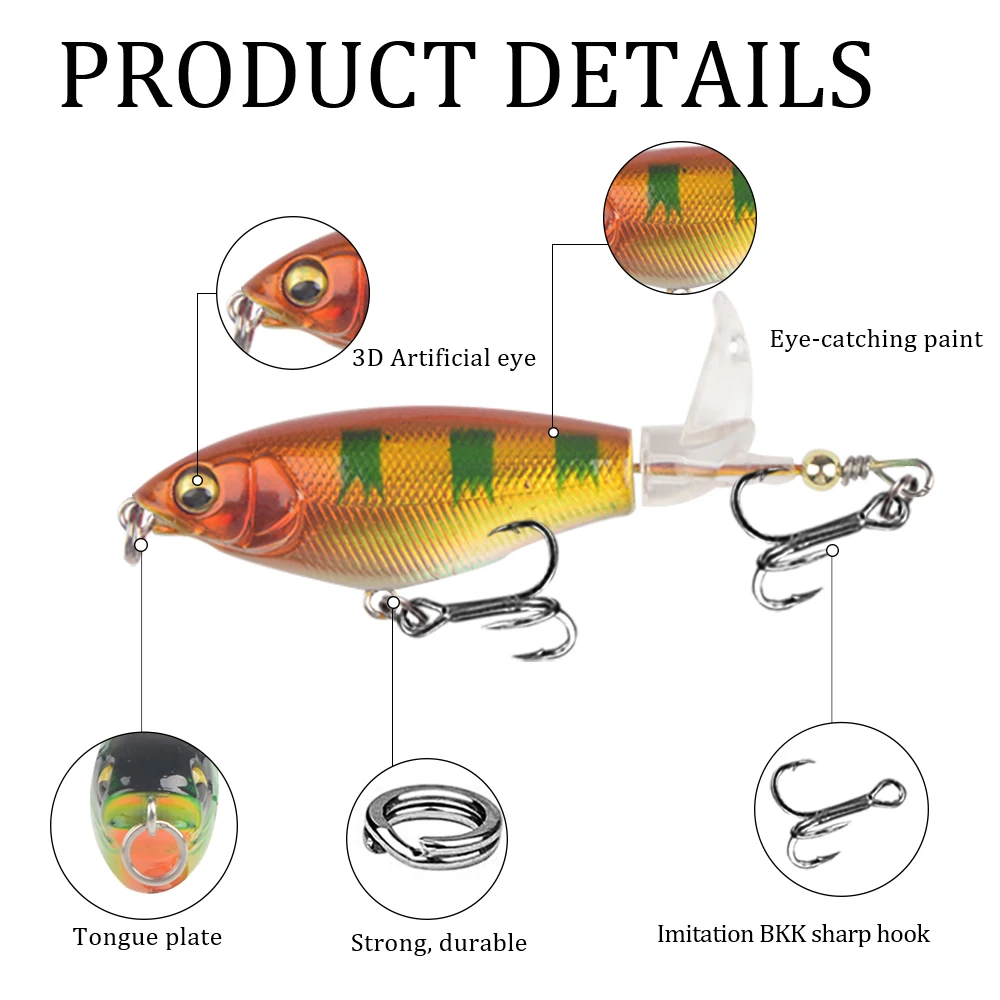 1Pcs Quality Whopper Plopper Wobblers 7.5cm 6.5g Topwater Popper Fishing Lure Hard Bait Rotating Soft Tail Fishing Tackle - Image 4
