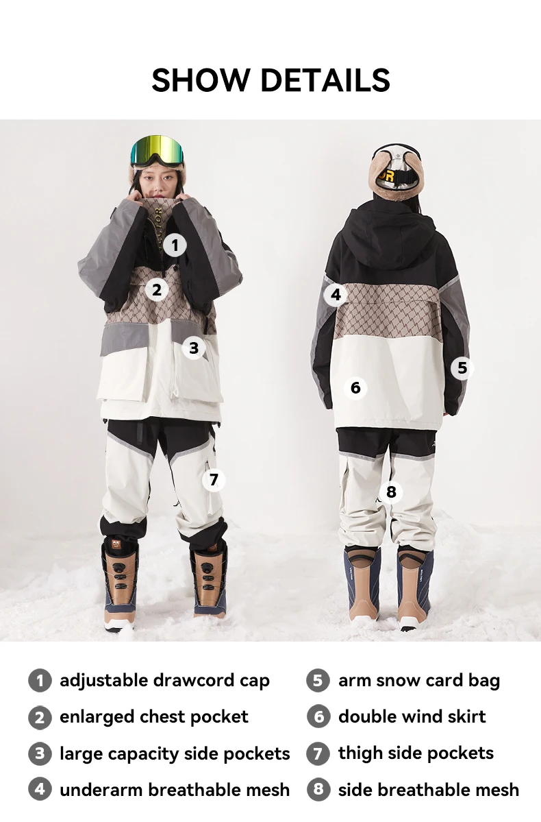 VECTOR Ski Wear Women Man Hooded Sweater Reflective Trend Ski Wear Thickened Warmth and Waterproof Ski Equipment Ski Suit Women - Image 26