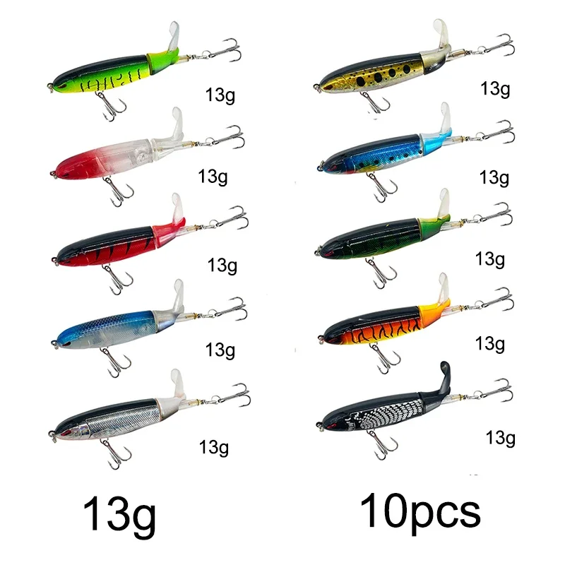 3/8/10Pcs Whopper Plopper 10Cm/14Cm Floating Per Fishing Lure Artificial Hard Bait Wobbler Rotating Tail Fishing Tackle 3D Eyes - Image 16