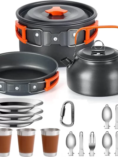Camping Cooking set Camping Cookware Travel Tableware Outdoor Picnic Set Teapot For 2-3 Peaple Non-stick pots assorted sets