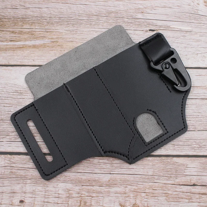 Outdoor leather exploration tool, waist bag, camping folding knife sheath, belt tool, waist bag, EDC tactical tool - Image 14