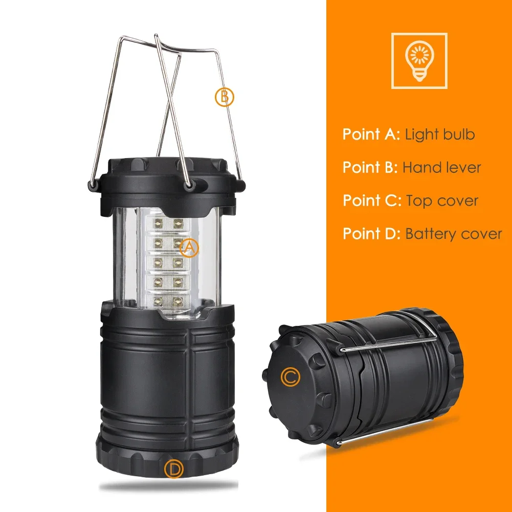 30LED Tent Lamp Waterproof Camping Light Power by 3*AA Battery Emergency Light Portable Lantern Working Lighting Flashlight - Image 5