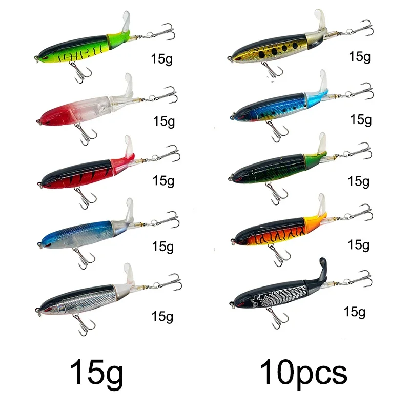 3/8/10Pcs Whopper Plopper 10Cm/14Cm Floating Per Fishing Lure Artificial Hard Bait Wobbler Rotating Tail Fishing Tackle 3D Eyes - Image 14