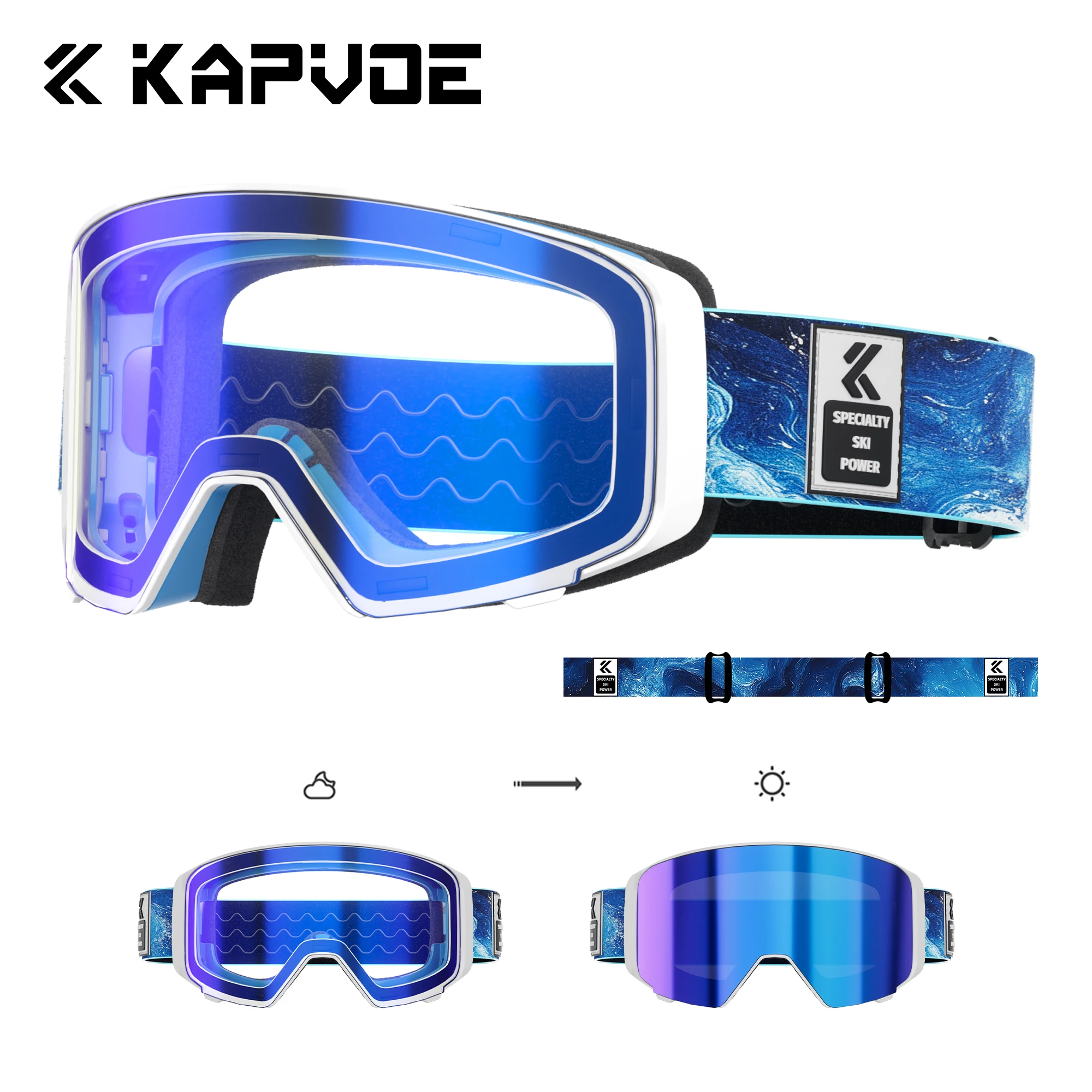 KAPVOE Outdoor Photochromic Ski Goggles Breathable HD Winter Sports Snow Glasses UV400 Anti-fog Magnetic Snowboard Glasses New - Image 11