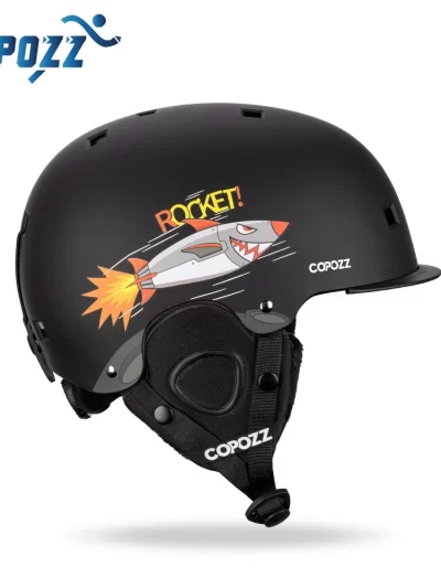 COPOZZ Cartoon Kids Children Ski Helmet Integrally-molded Outdoor Sports Protection Snowboard Helmet Women Skiing Equipment