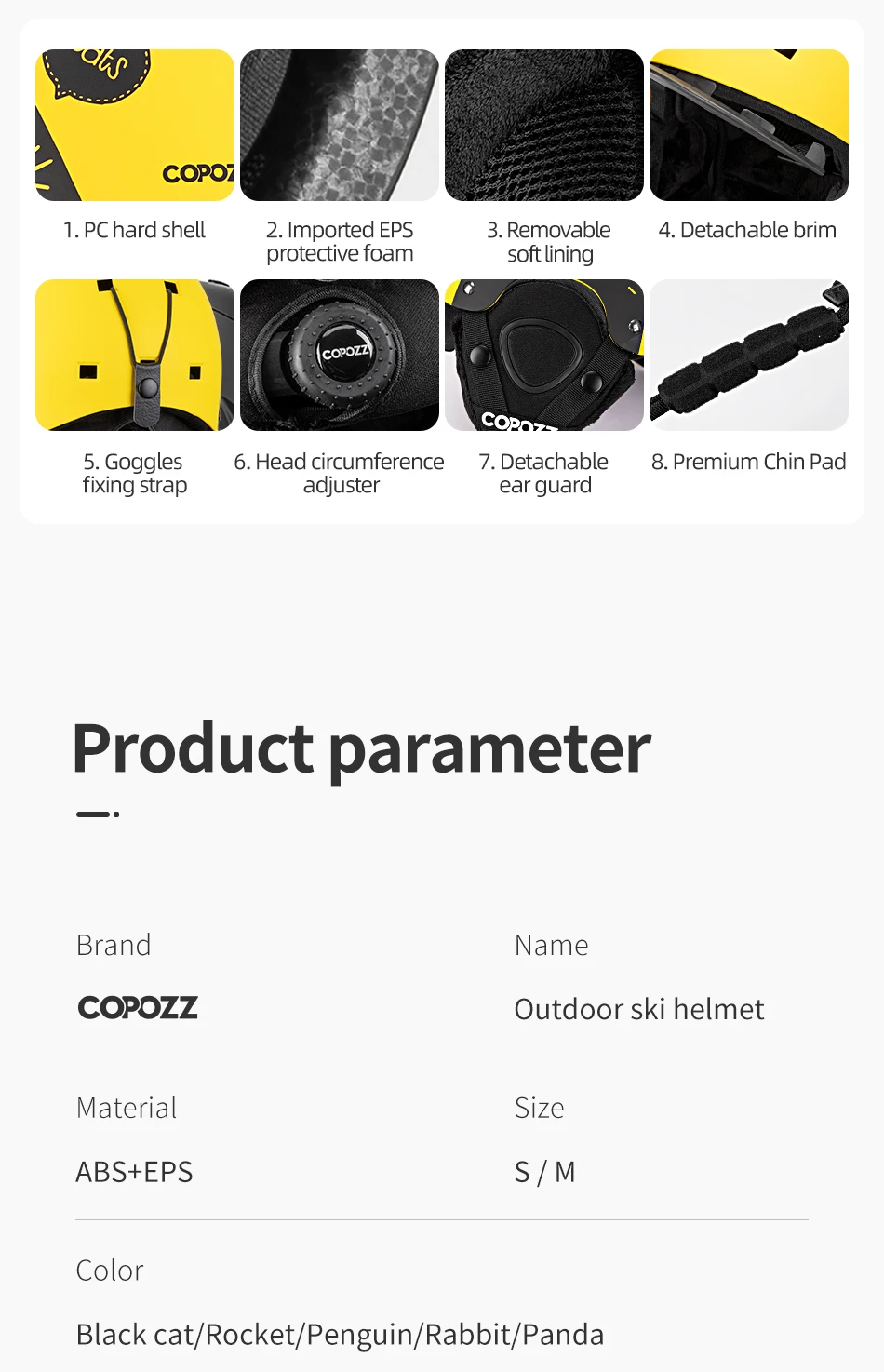 COPOZZ Cartoon Kids Children Ski Helmet Integrally-molded Outdoor Sports Protection Snowboard Helmet Women Skiing Equipment - Image 20