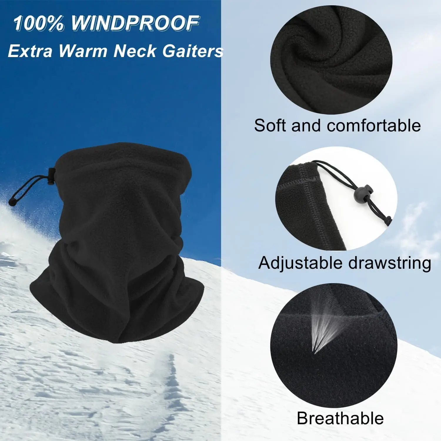Ski Snowboard Goggles With Winter Neck Gaiter Face Cover For Men Women Skiing Fishing Hiking Cycling - Image 4