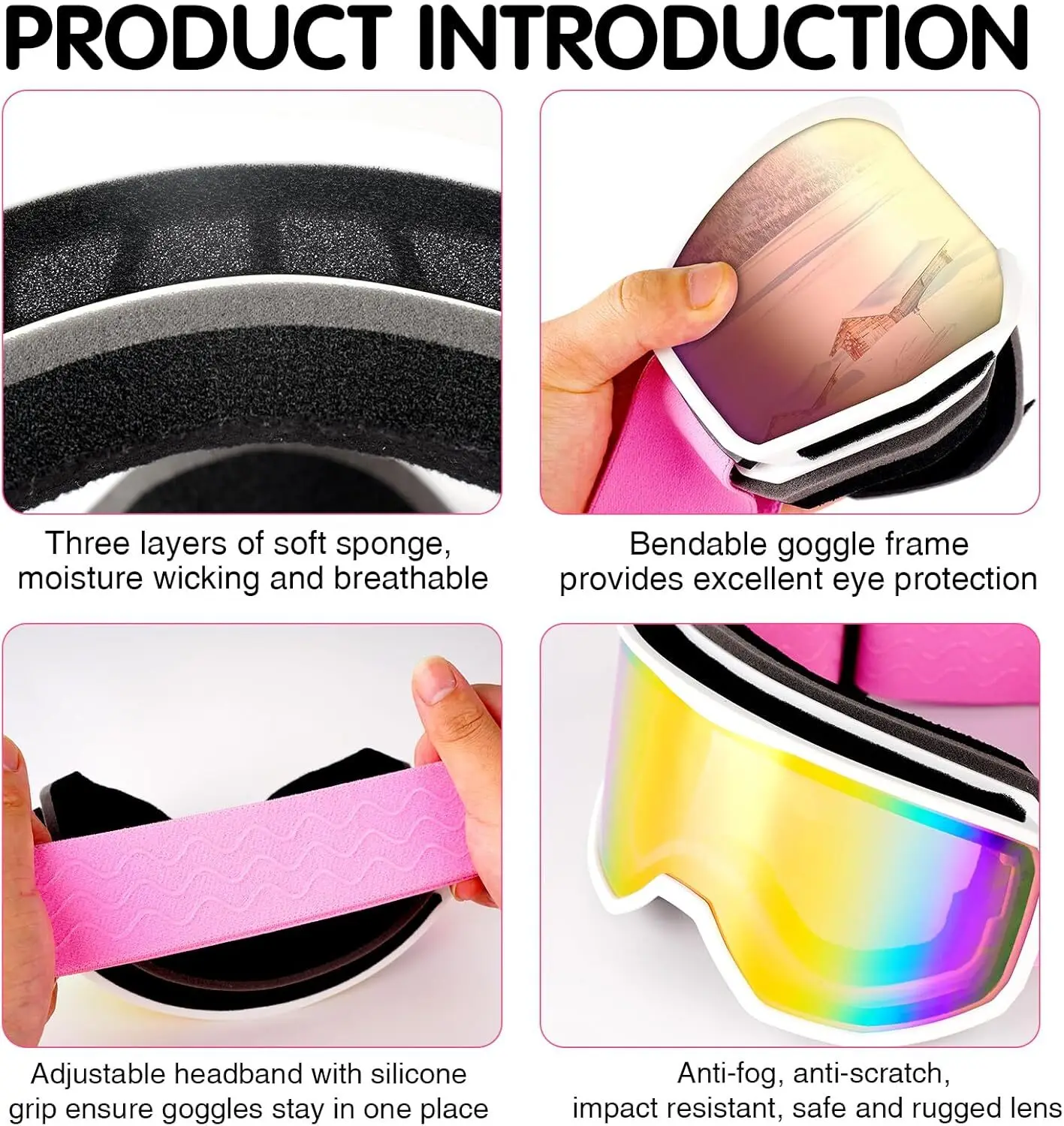 Men Women Anti-Fog Anti-UV Ski Snowboard Goggles For Young Adult Snow Sports - Image 2