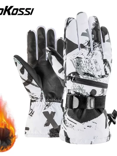 KoKossi Thermal Ski Gloves Winter Outdoor Snowboard Waterproof Windproof Gloves Unisex Fleece Warm Snow Sports Gloves
