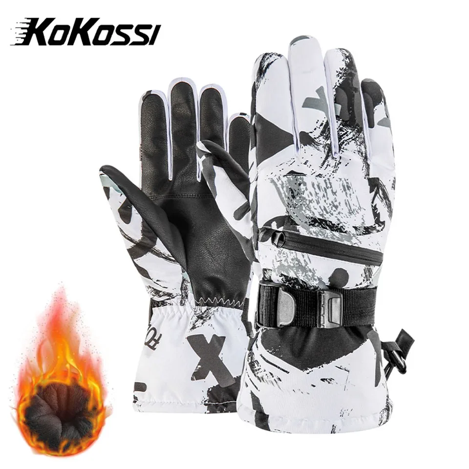 KoKossi Thermal Ski Gloves Winter Outdoor Snowboard Waterproof Windproof Gloves Unisex Fleece Warm Snow Sports Gloves