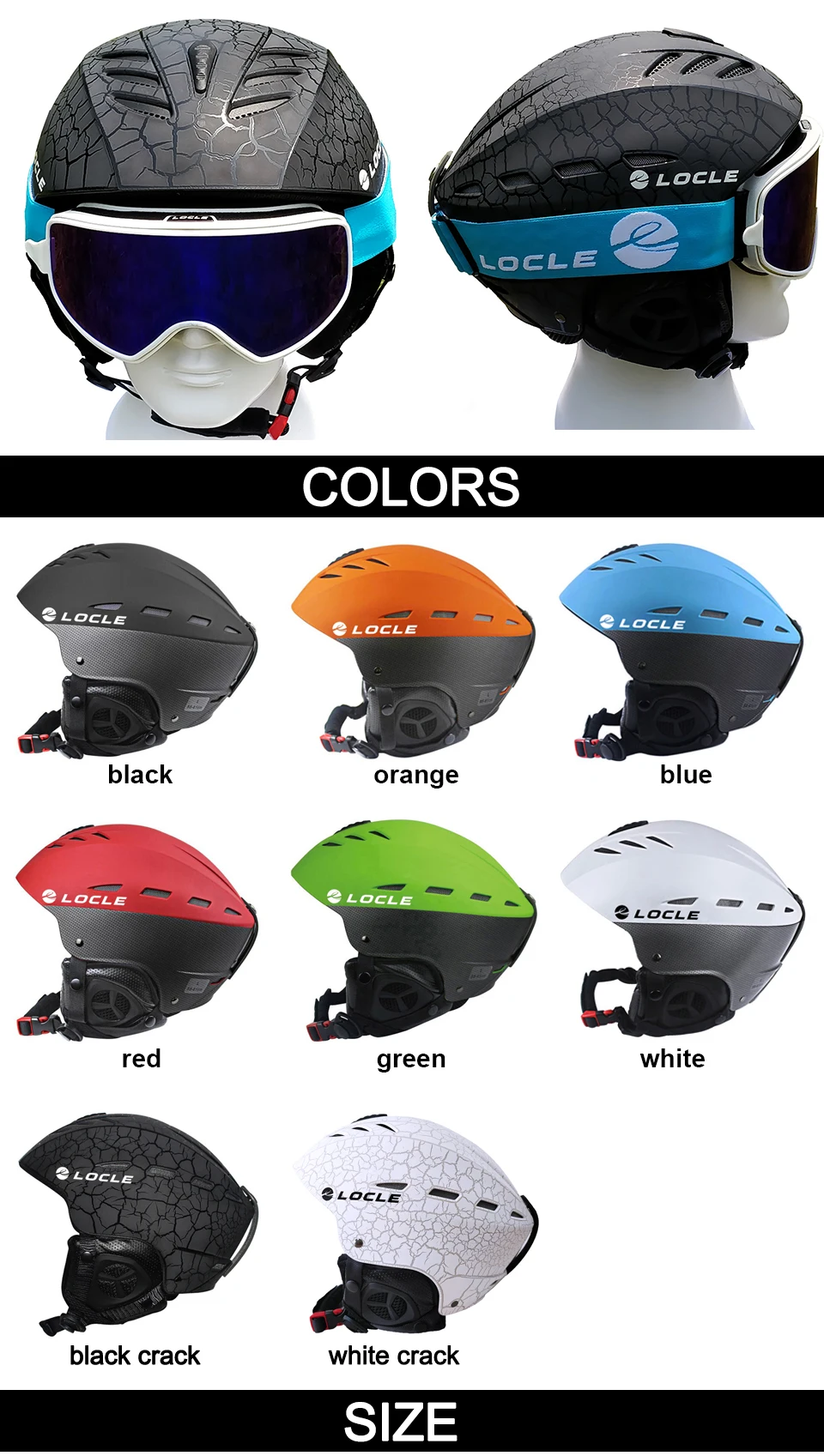 LOCLE Professional Skiing Helmet Men Women Children Ski Helmet Snow Skating Snowboard Snowmobile Skateboard Helmet Size 52-61cm - Image 23