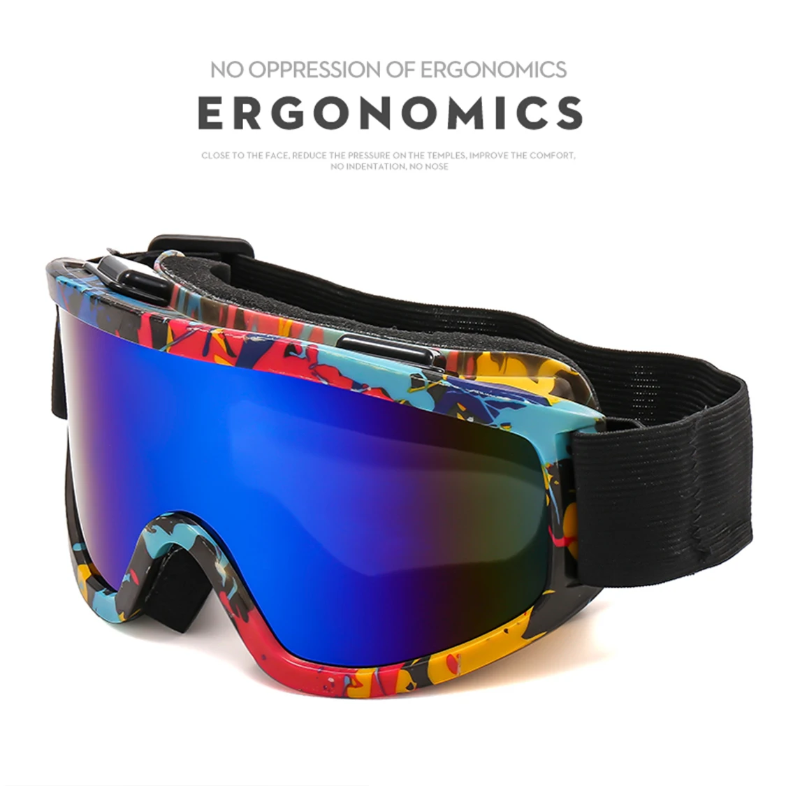 Large frame ski goggles with colored lenses and sponge anti-collision anti-glare lenses Outdoor sports snowboarding and snowboar - Image 2