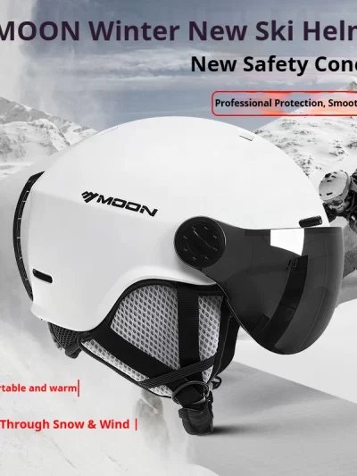 MOON-Skiing Helmet with Integrally Molded Goggles, PC and EPS Outdoor Sports, Ski Snowboard and Skateboard
