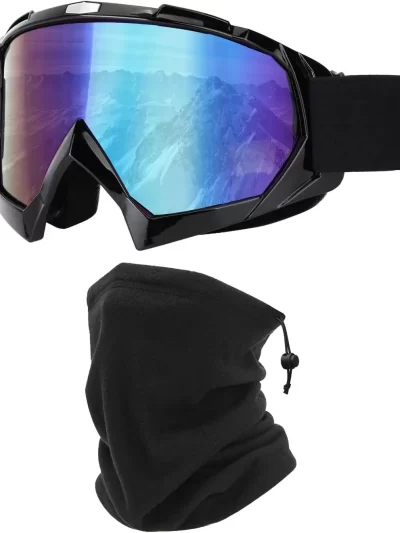 Ski Snowboard Goggles With Winter Neck Gaiter Face Cover For Men Women Skiing Fishing Hiking Cycling