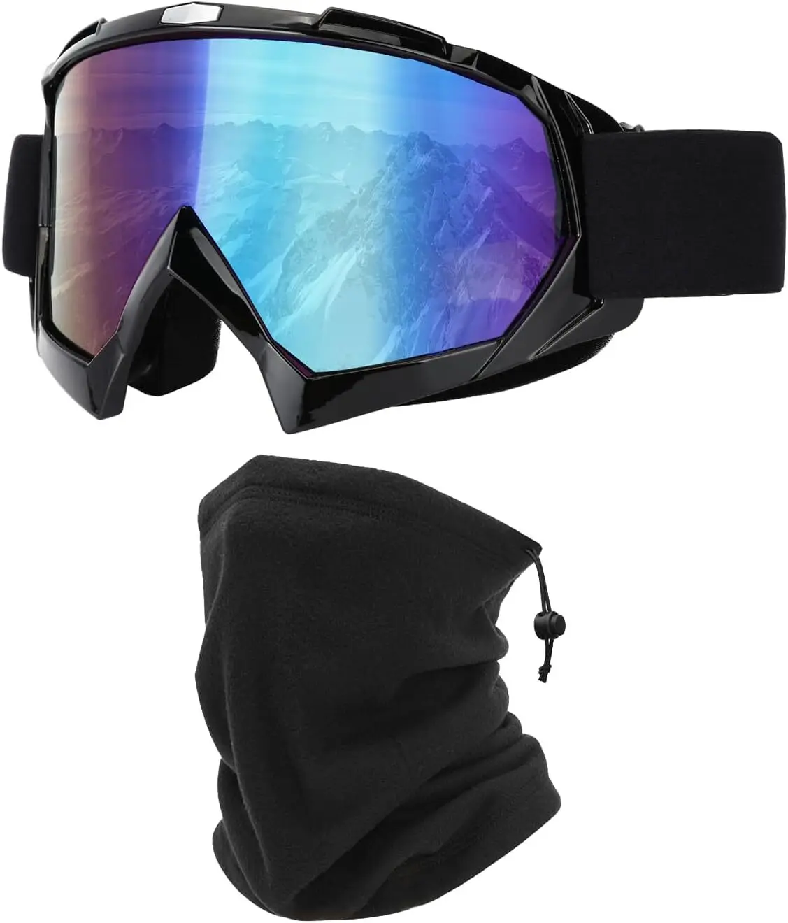 Ski Snowboard Goggles With Winter Neck Gaiter Face Cover For Men Women Skiing Fishing Hiking Cycling