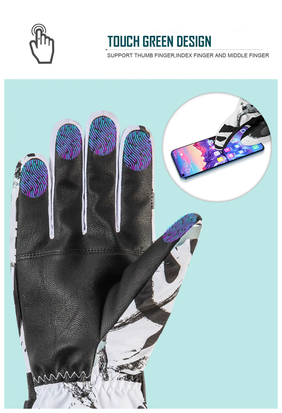 KoKossi Thermal Ski Gloves Winter Outdoor Snowboard Waterproof Windproof Gloves Unisex Fleece Warm Snow Sports Gloves - Image 18